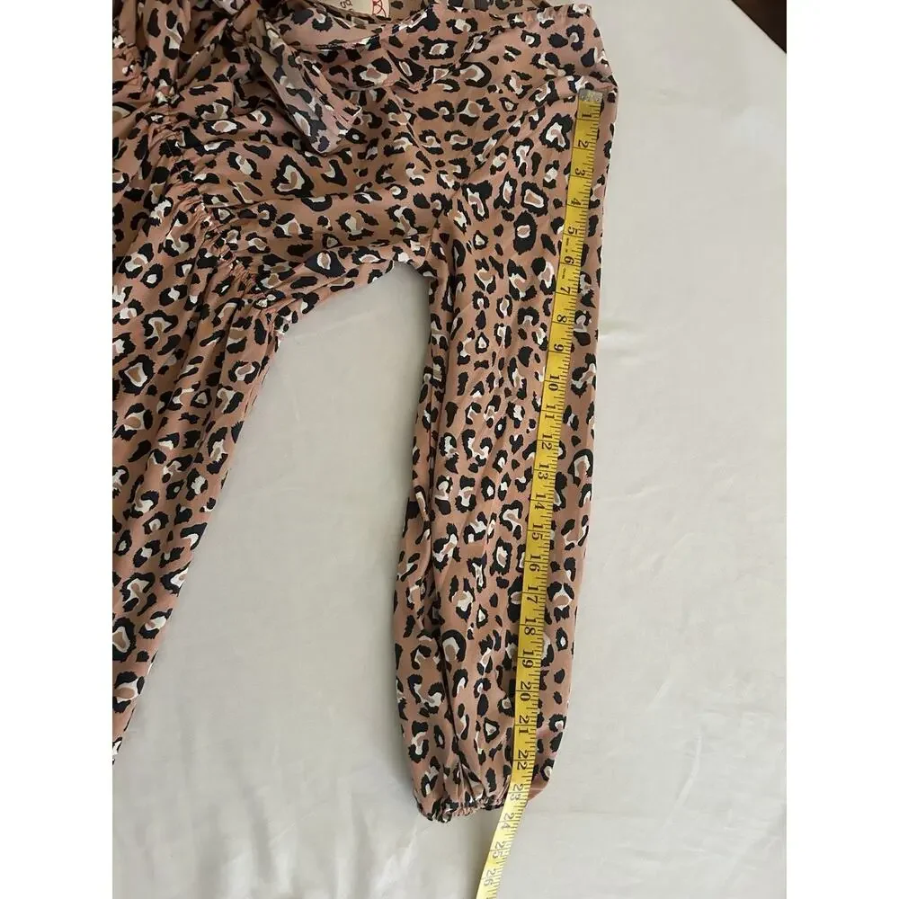 Umgee Animal Print Tie Front Hi Low Midi Dress Womens Size Small Brown NWT